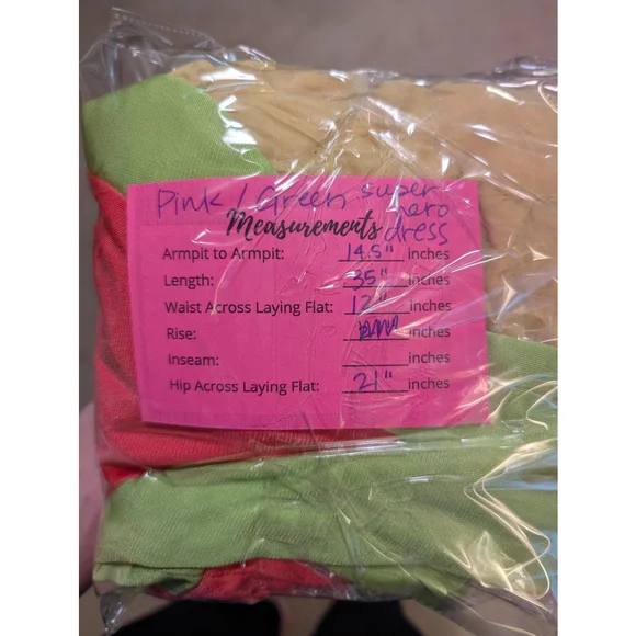 Women's Pink & Green Vintage "Superhero" Dress Costume Small/Medium - Picture 7 of 7